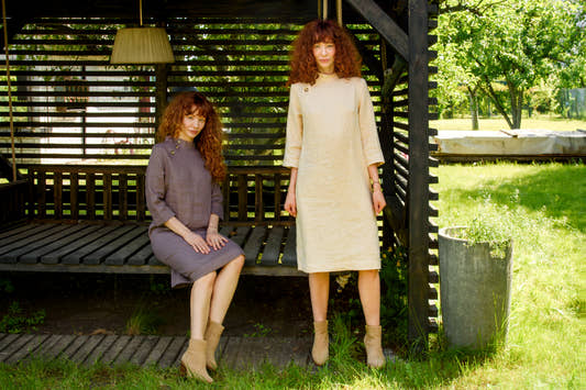 Linen Japanese Dress - Cream