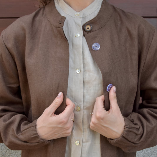 Linen Bomber — Brown