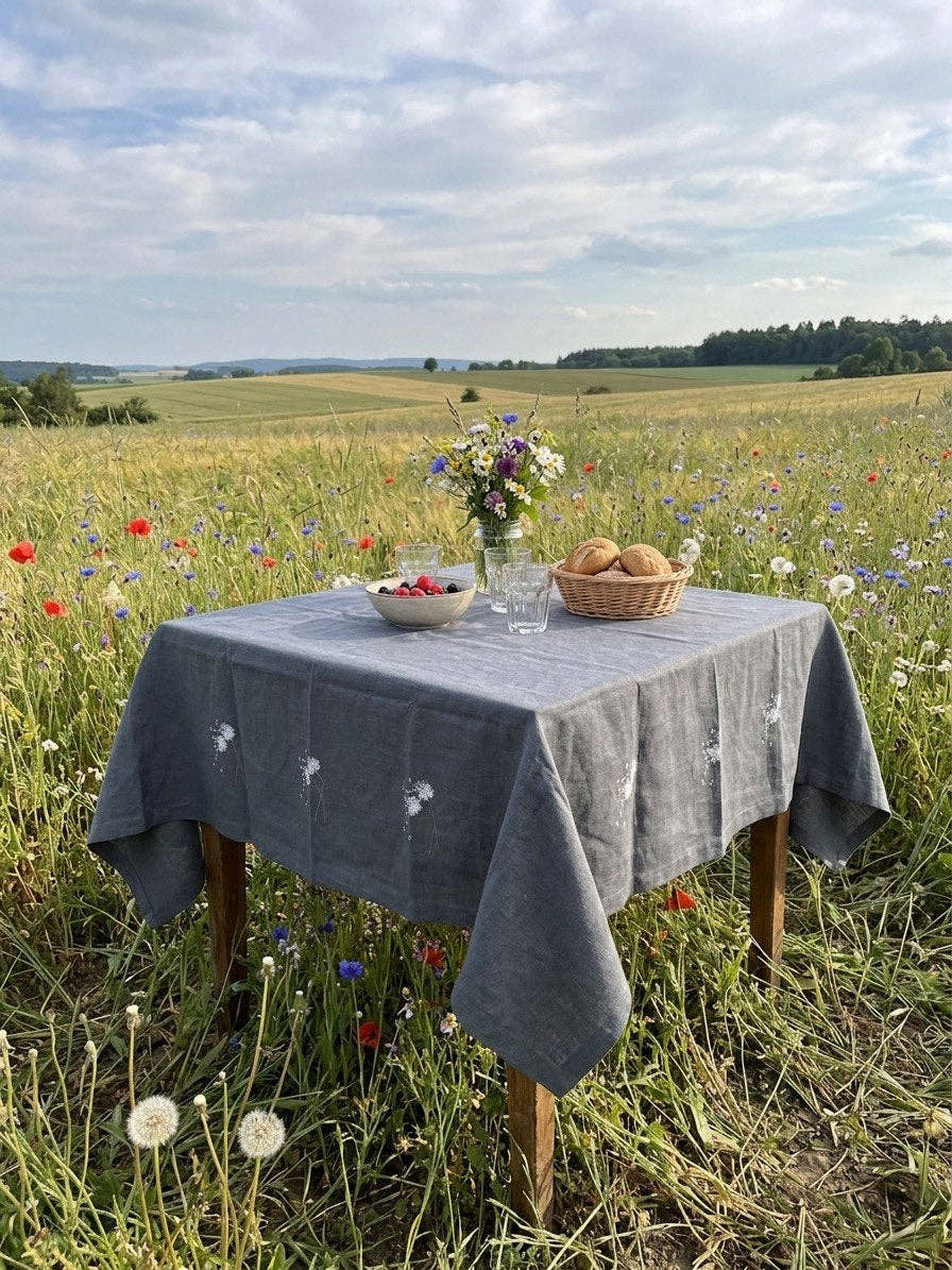 Dandelions Tablecloth - Gray