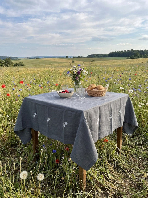 Dandelions Tablecloth — Gray
