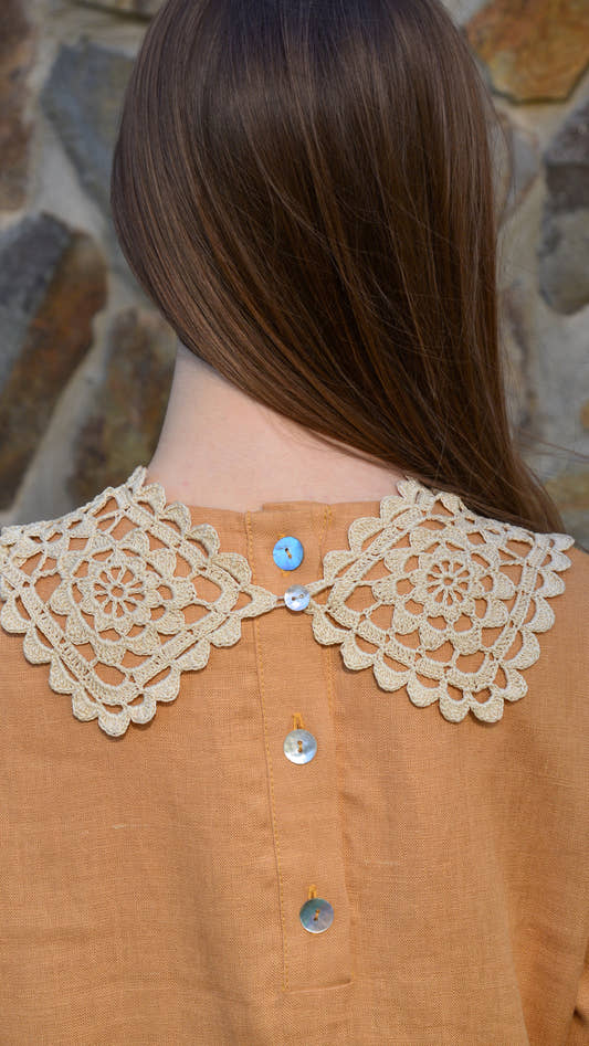 Linen Pleated Dress - Caramel