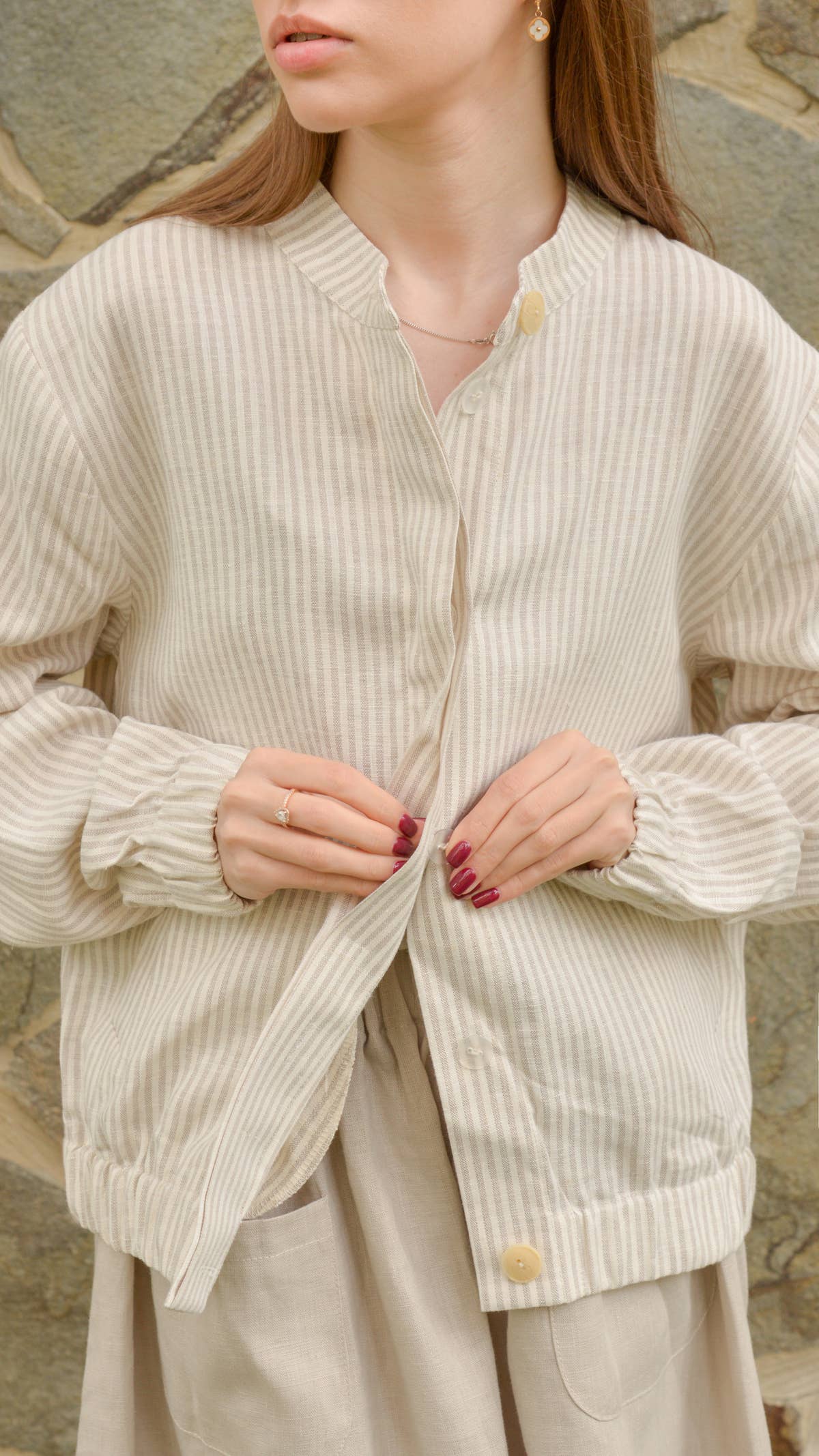 Linen Striped Bomber