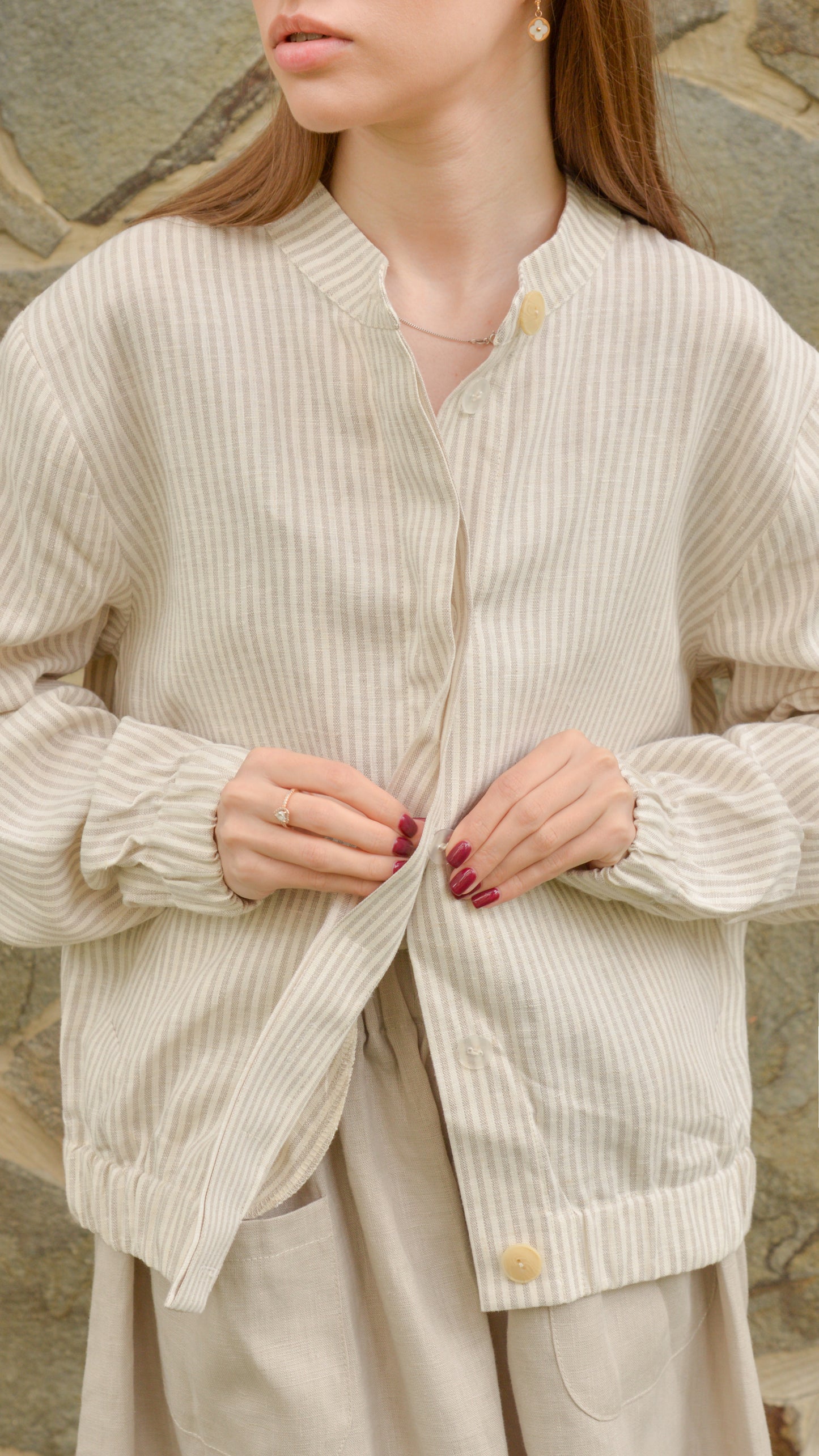 Linen Striped Bomber