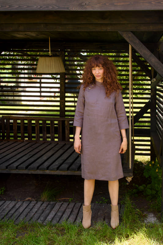 Linen Japanese Dress - Lilac