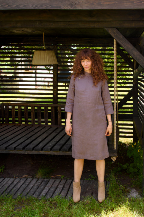 Linen Japanese Dress — Lilac