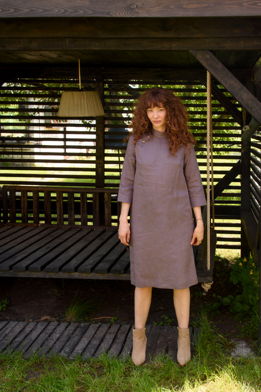 Linen Japanese Dress — Lilac