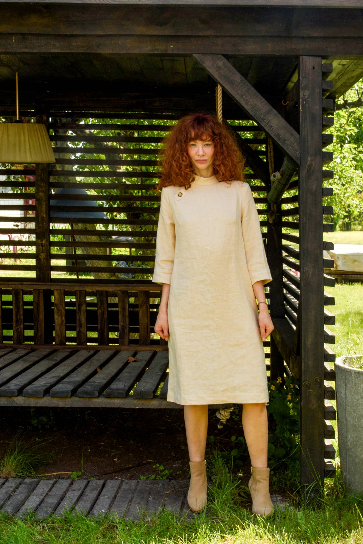Linen Japanese Dress - Cream