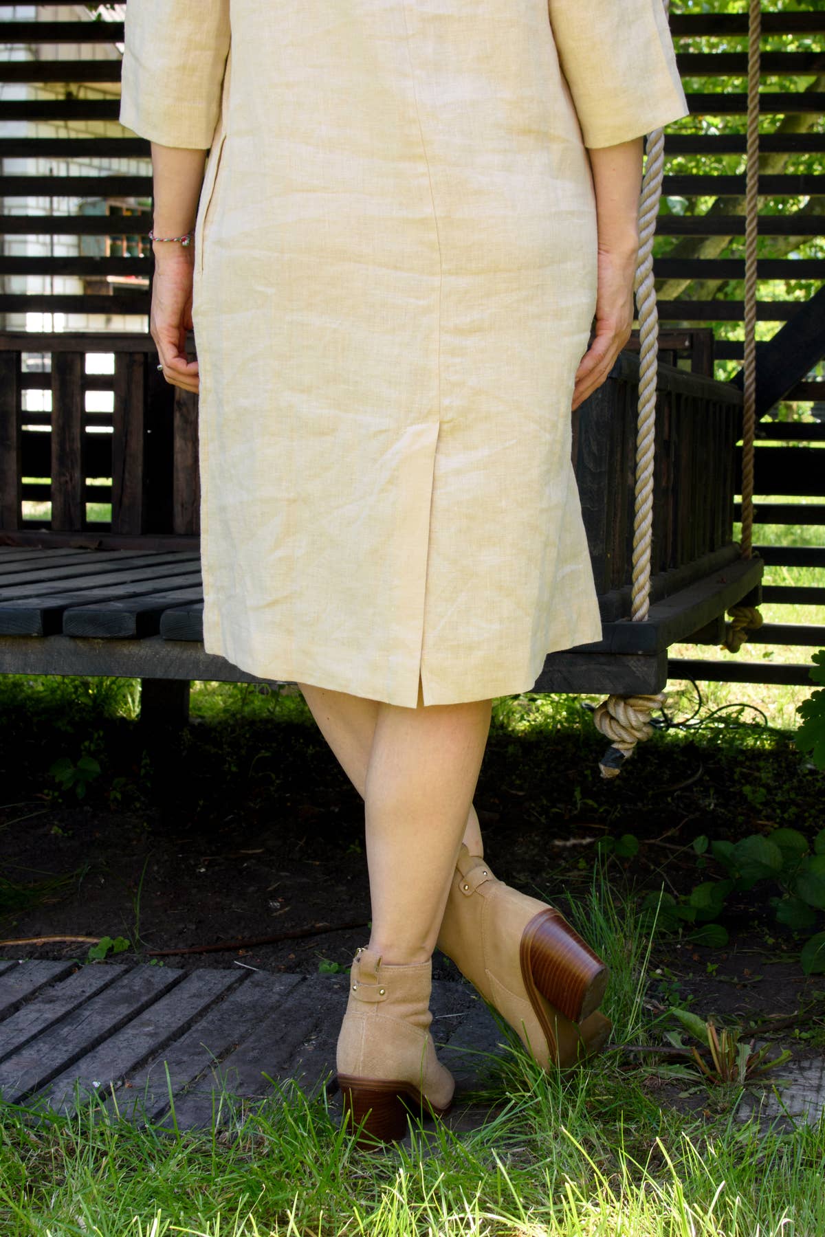 Linen Japanese Dress - Cream