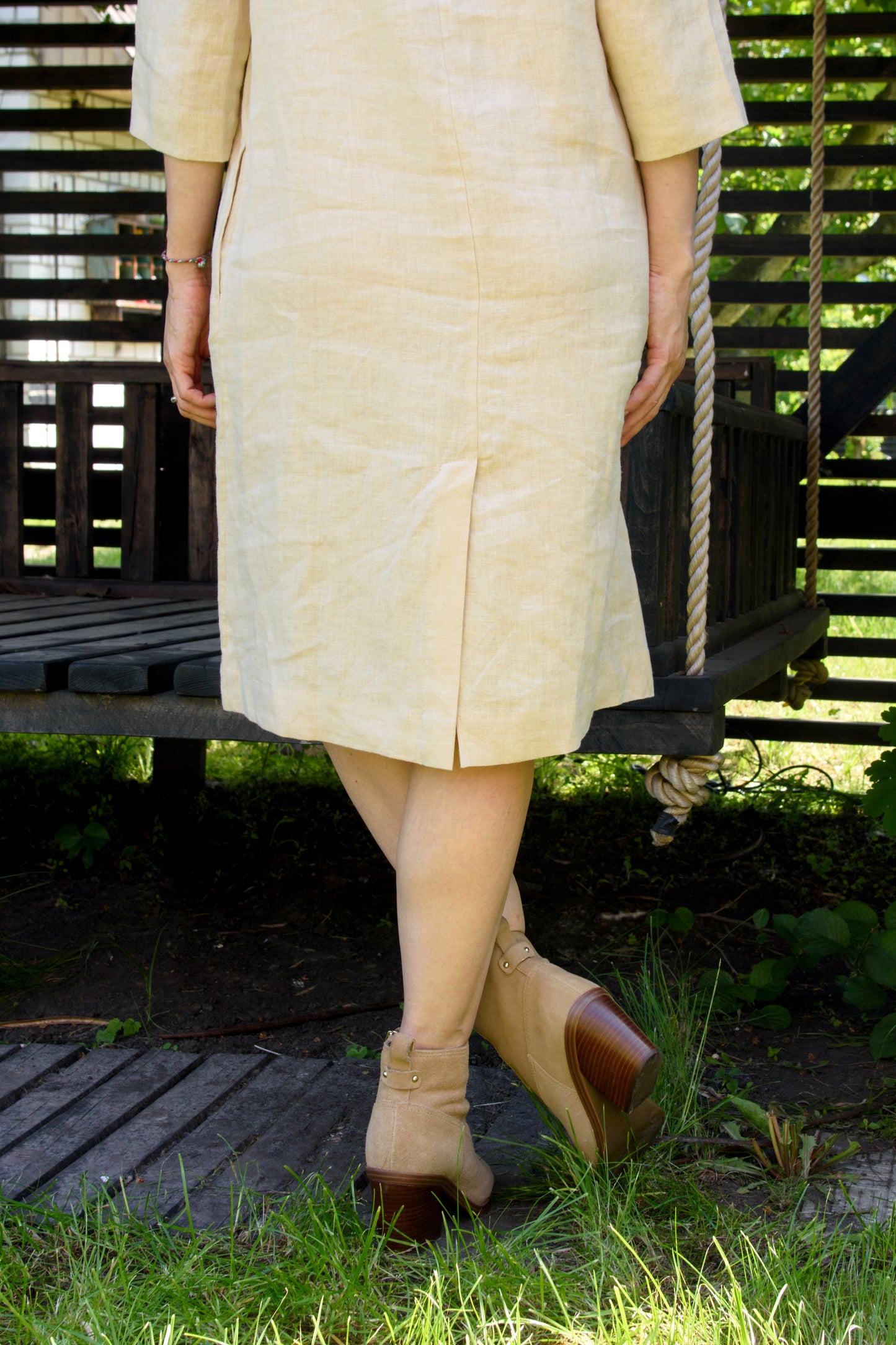 Linen Japanese Dress — Cream