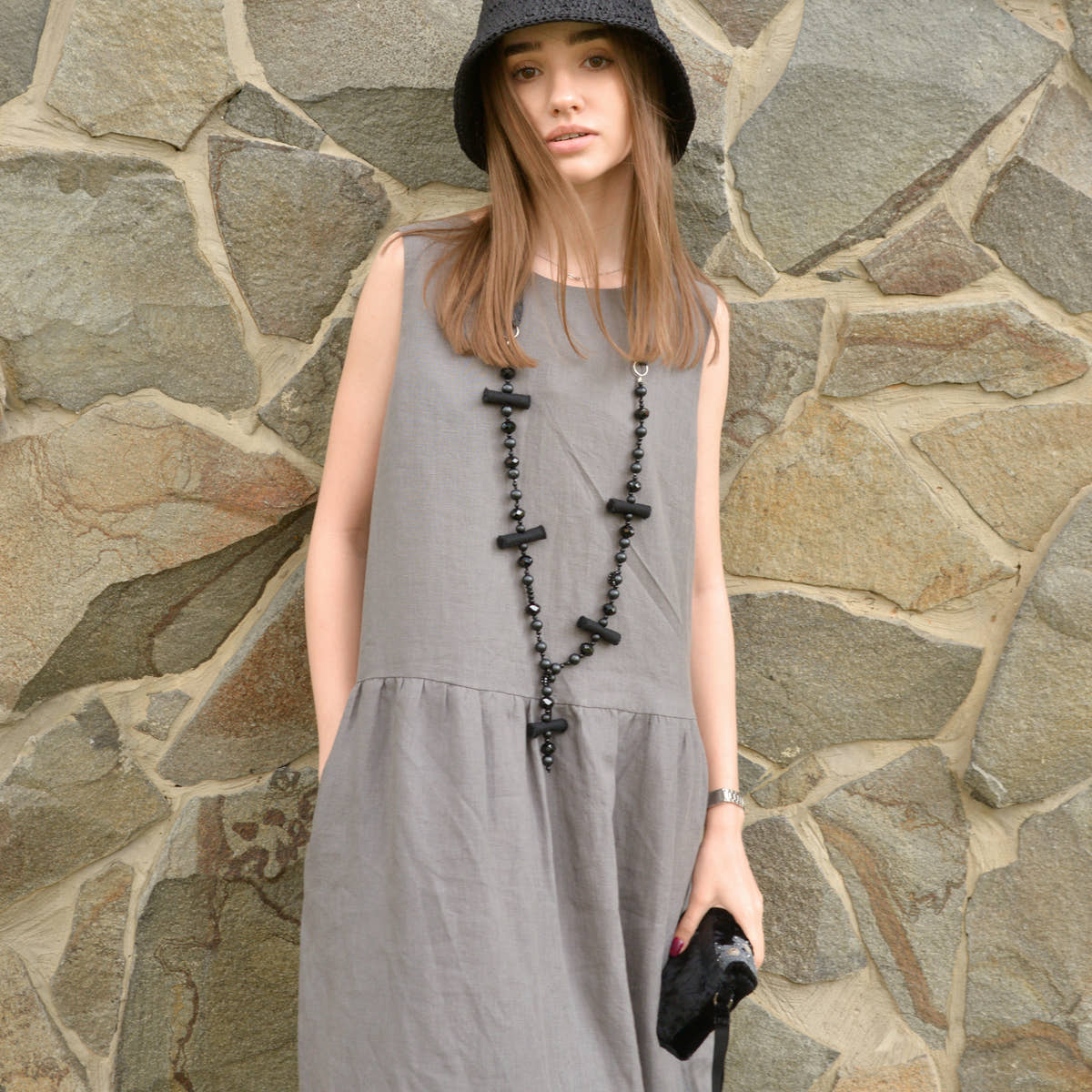Linen Button-Back Dress