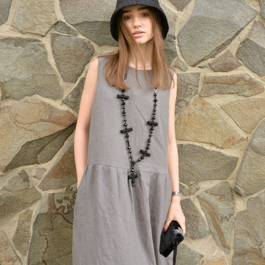 Linen Button-Back Dress