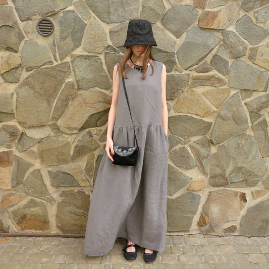 Linen Button-Back Dress