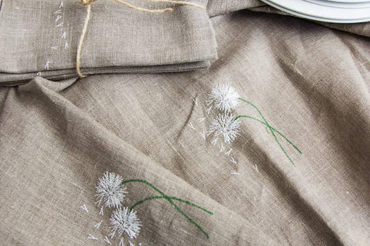 Dandelions Tablecloth - Natural Linen