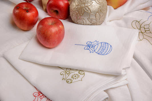 X-Mas Ornaments Napkin - White