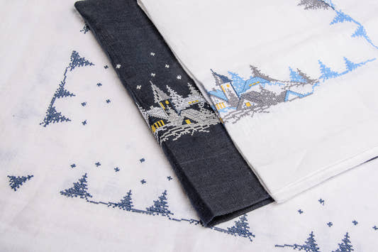 X-Mas Village Linen Tablecloth