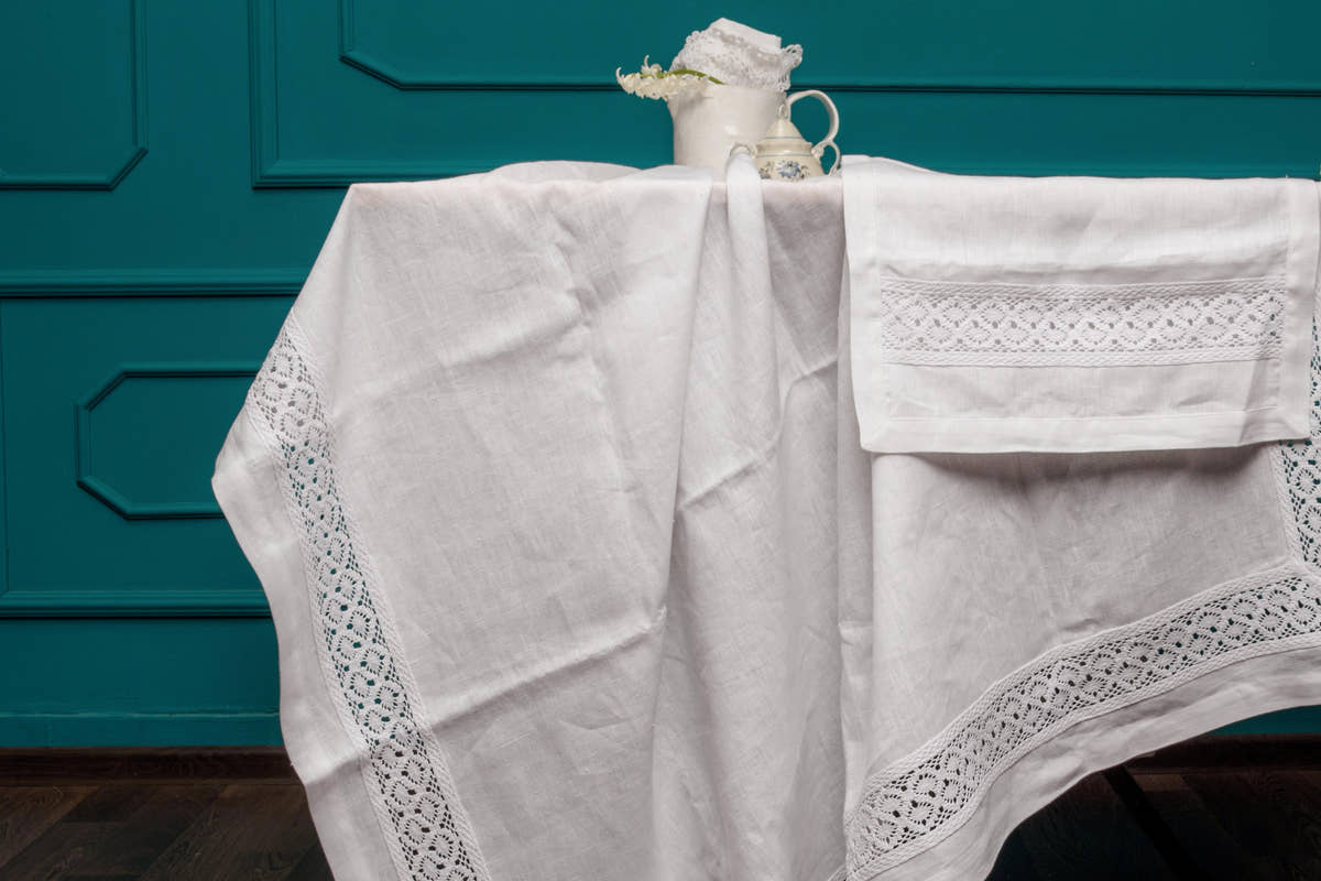 Lace Trim Napkin - White