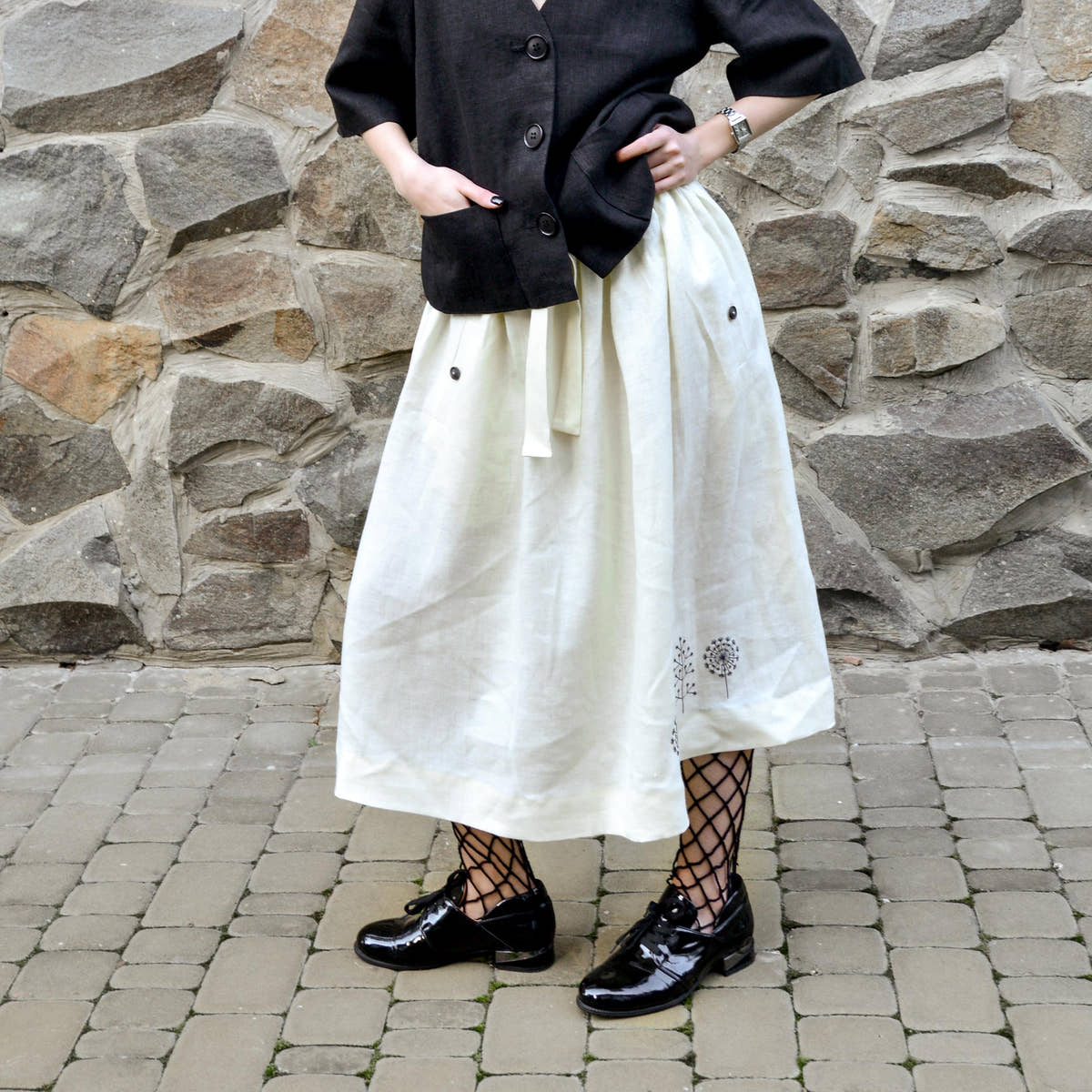 Linen Embroidered Skirt