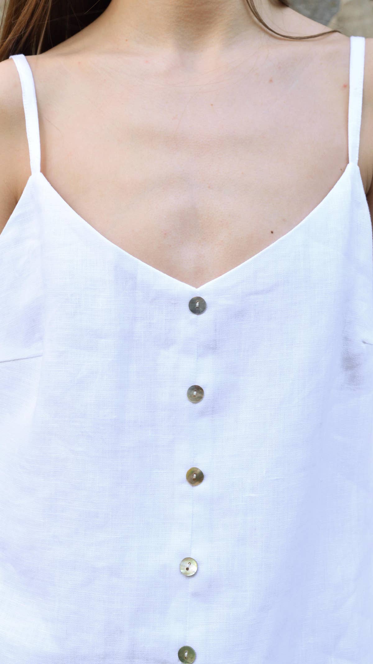 Linen Pearl-Button Top