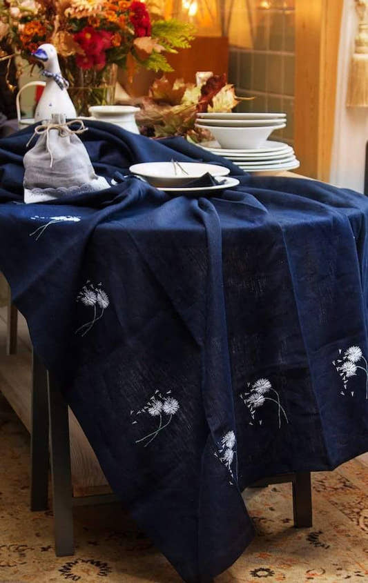 Dandelions Tablecloth - Navy