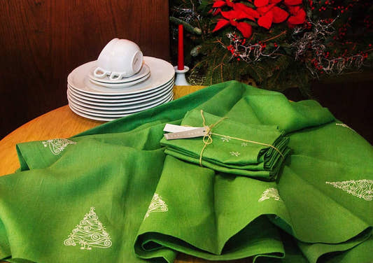 Christmas Trees Tablecloth - Green