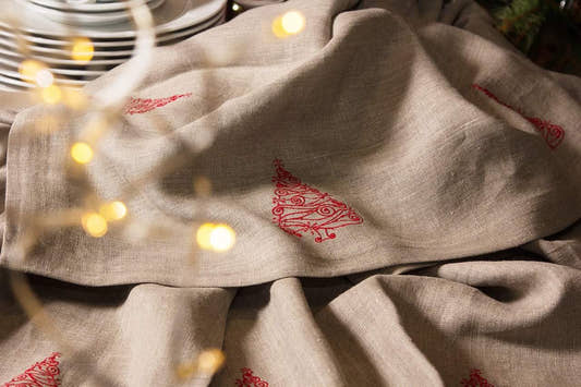 Christmas Trees Napkin - Natural Linen