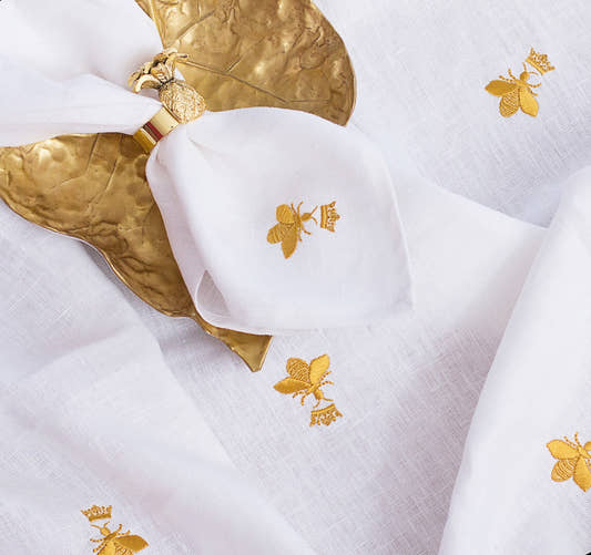 Crowned Flies Tablecloth - White