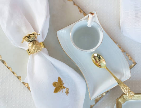 Crowned Flies Napkin - White