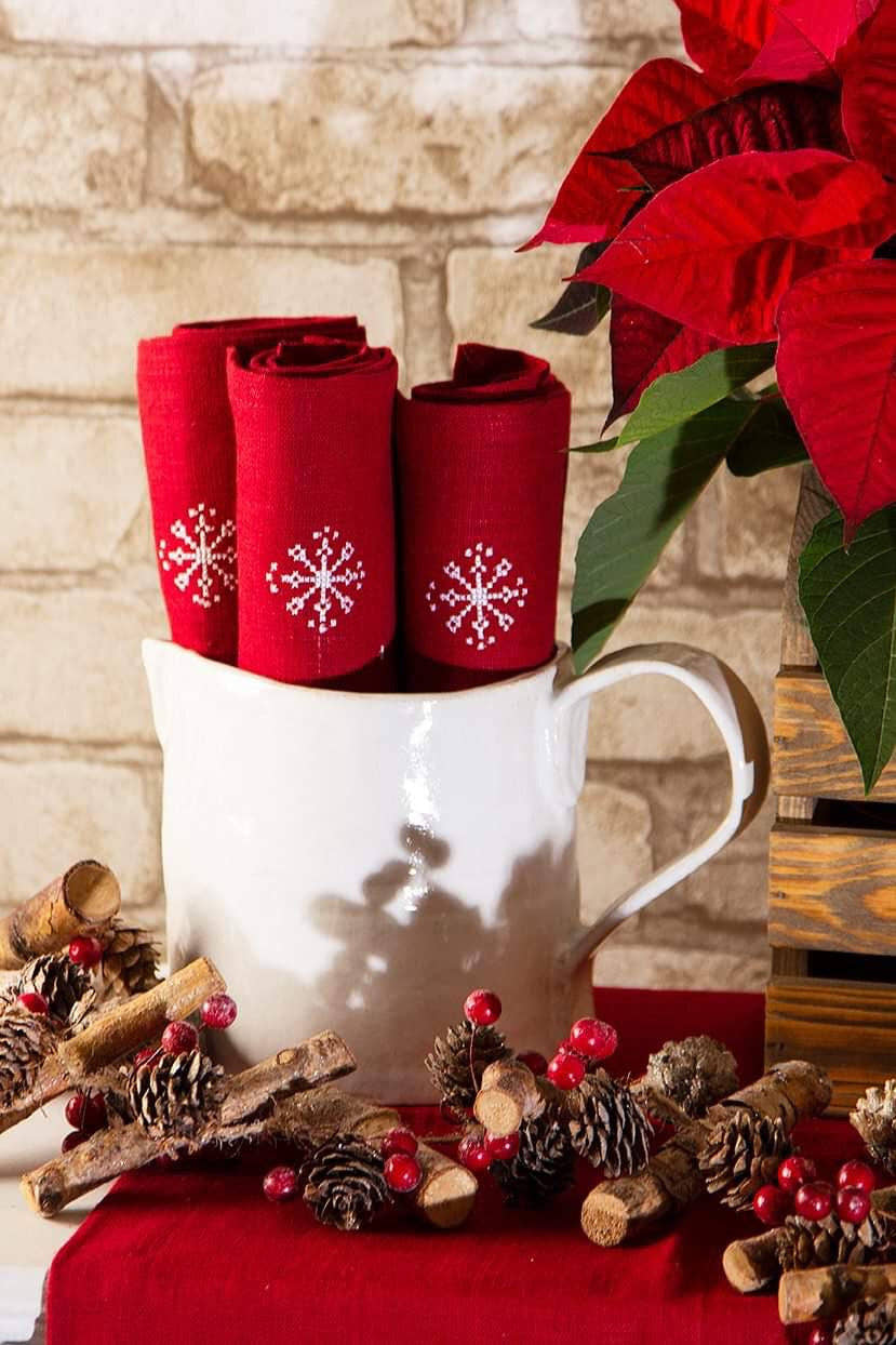 Snowflakes Napkin - Red