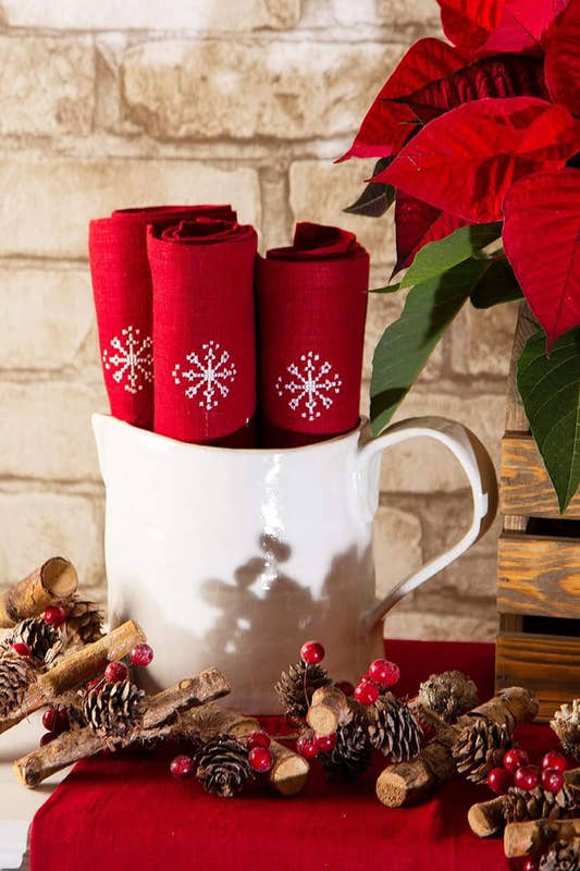 Snowflakes Napkin - Red