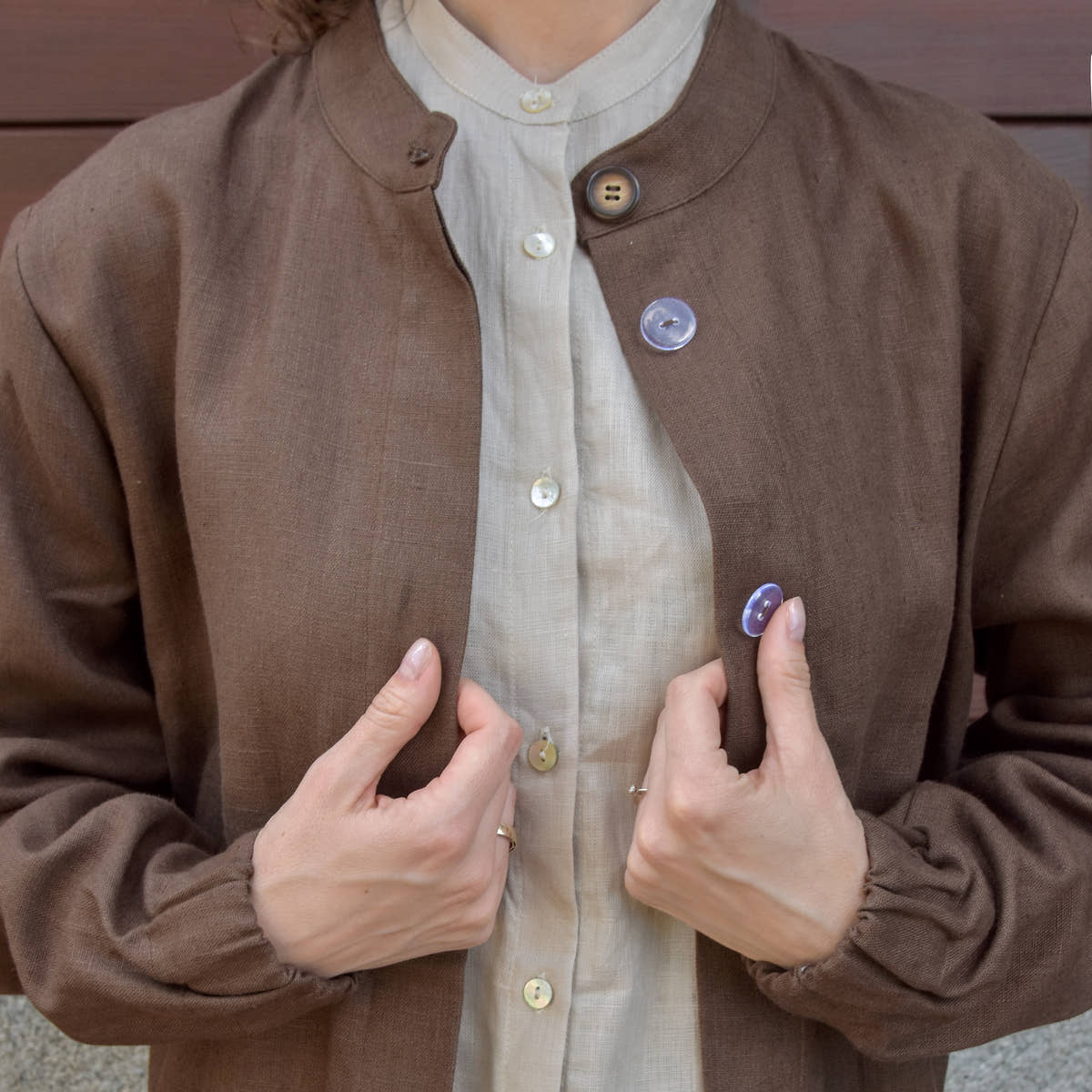Linen Bomber - Brown
