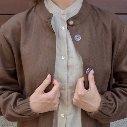 Linen Bomber - Brown