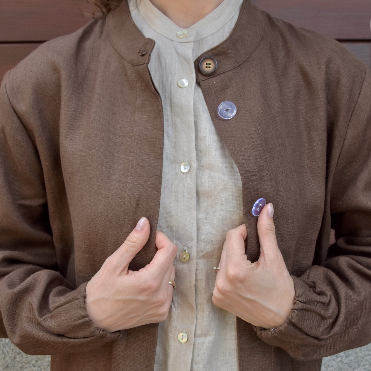 Linen Bomber — Brown