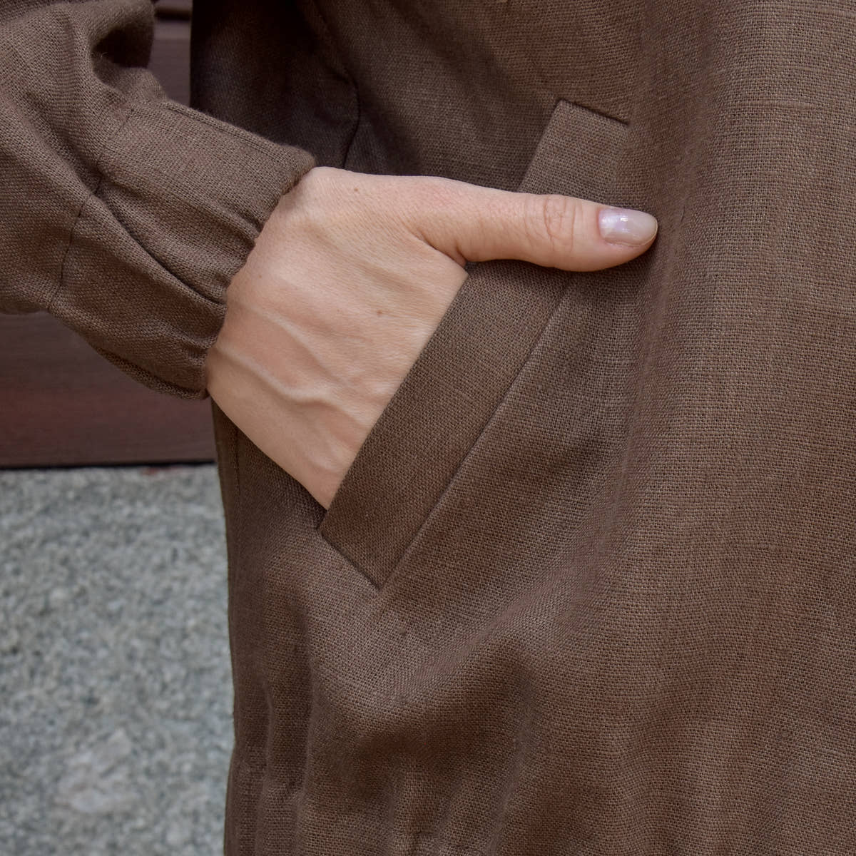 Linen Harem Pants - Brown