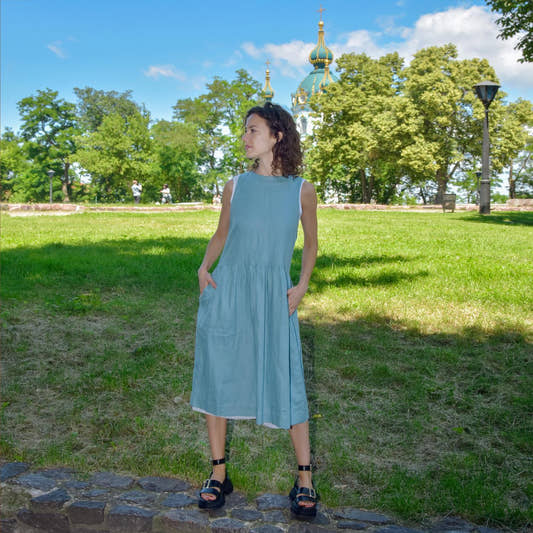 Linen Sundress - Blue