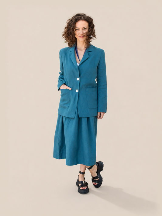 Linen Blazer - Teal - studio thumbnail