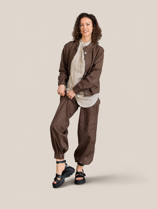 Linen Bomber - Brown - studio thumbnail