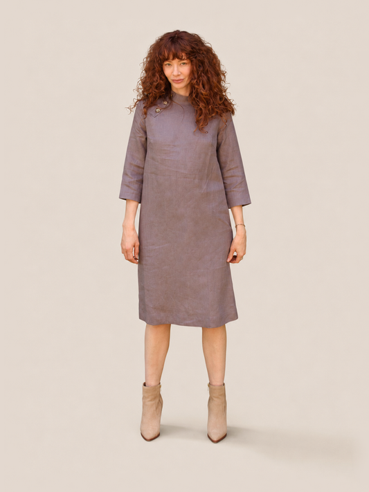 Linen Japanese Dress - Lilac - studio thumbnail