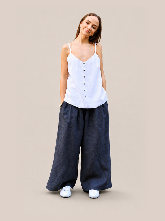 Linen Pearl-Button Top - studio thumbnail