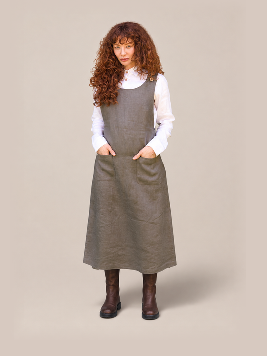 Linen Pinafore Dress - studio thumbnail