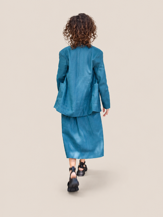 Linen Skirt - Teal - studio thumbnail