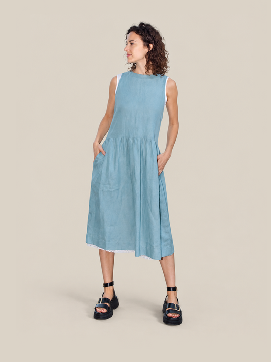 Linen Sundress - Blue - studio thumbnail