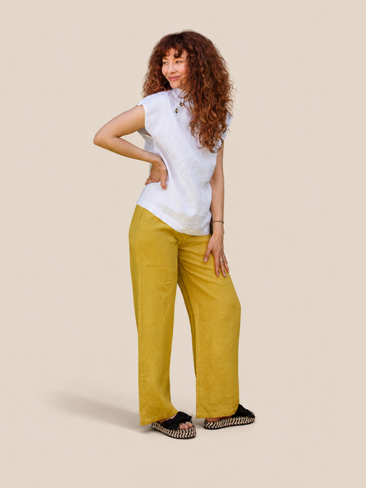 Linen Trousers - Mustard - studio thumbnail