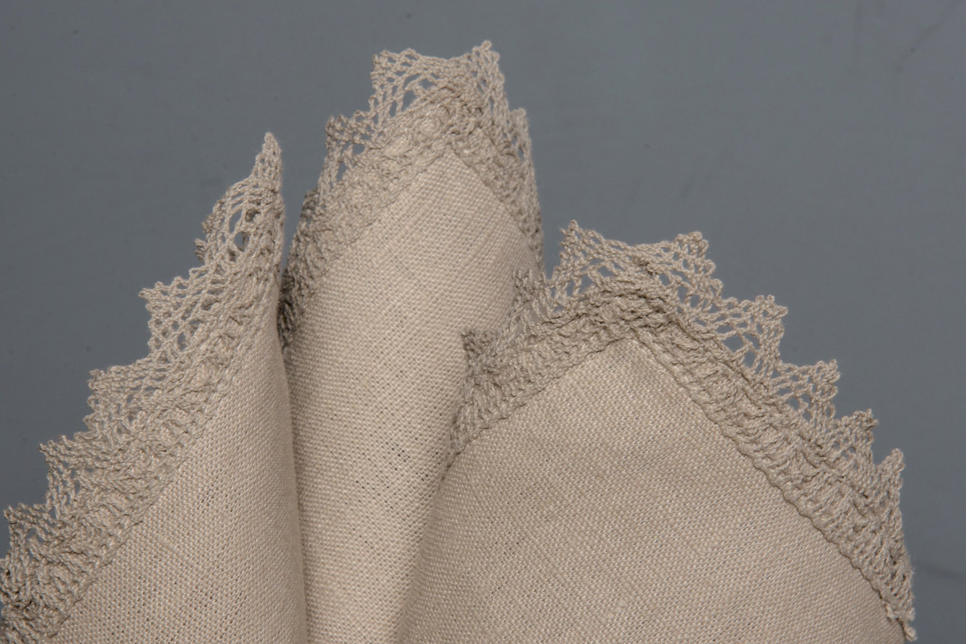 Lace Trim Napkin — Natural Linen