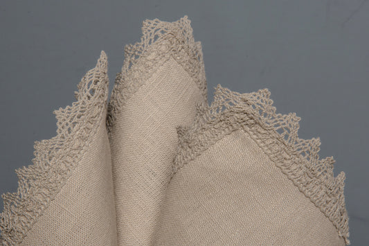 Lace Trim Napkin — Natural Linen