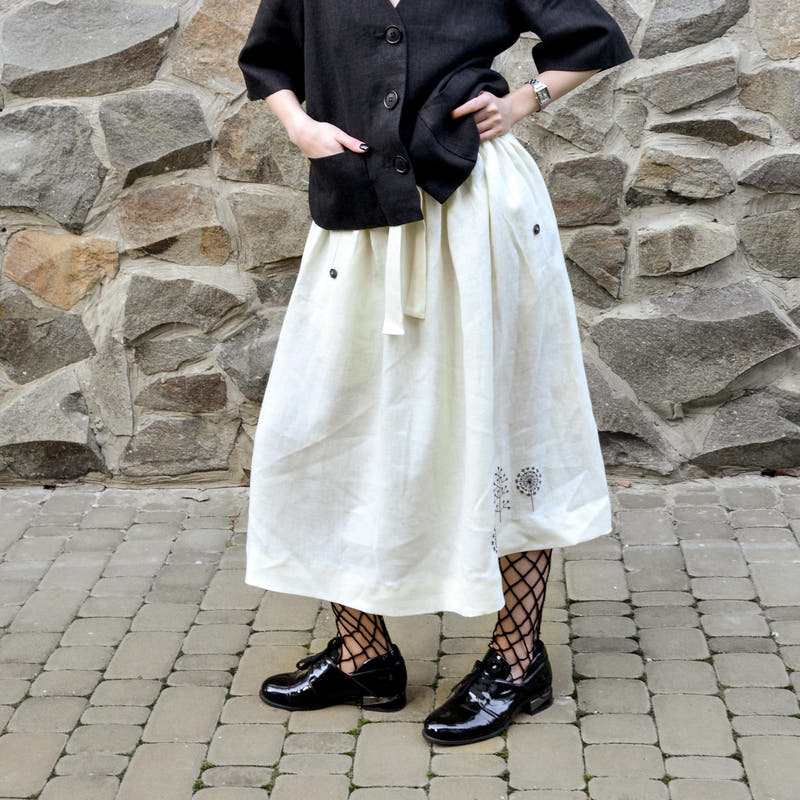 Linen Embroidered Skirt