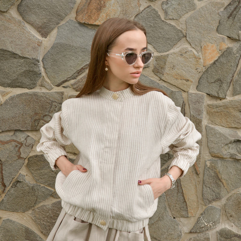 Linen Striped Bomber