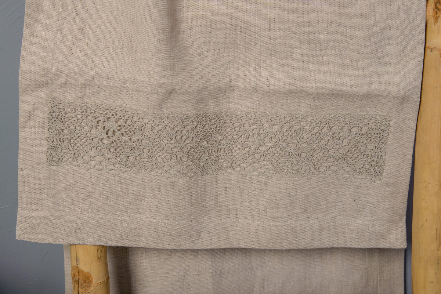 Lace Trim Runner — Natural Linen
