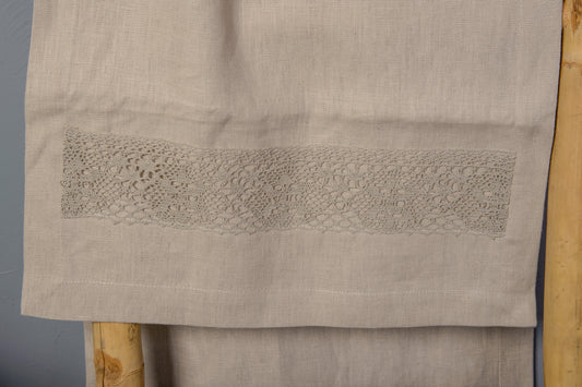 Lace Trim Runner — Natural Linen