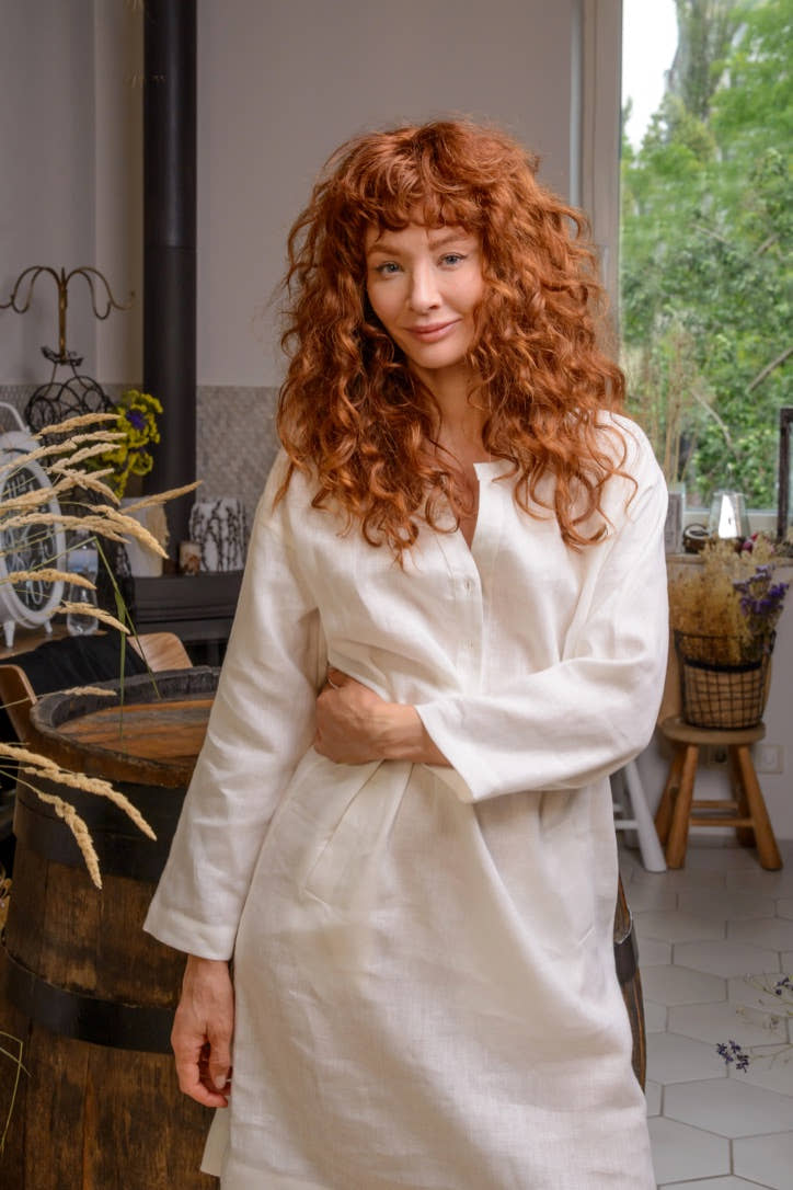 Linen Shirt-Dress - White